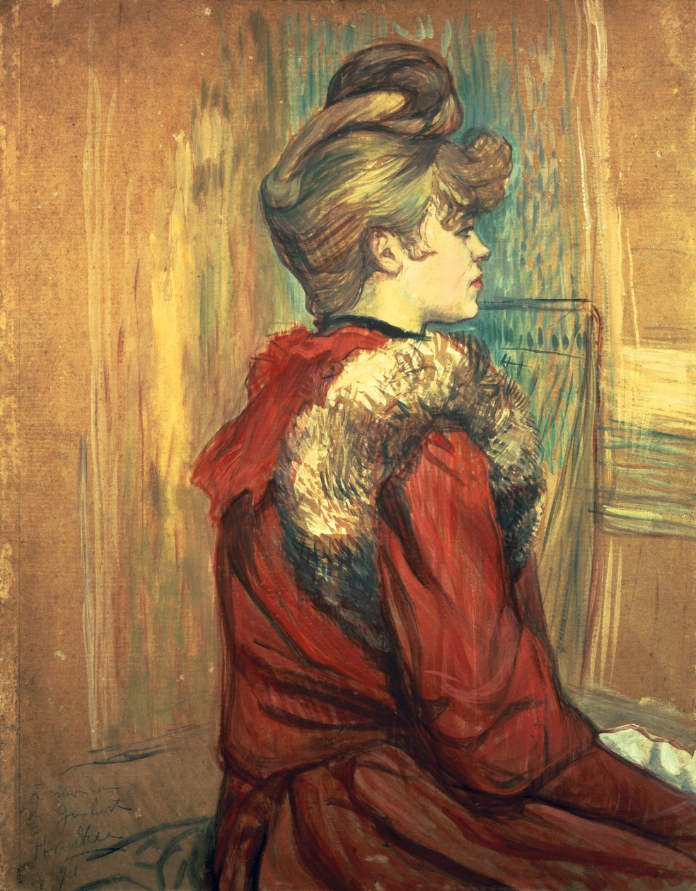 Tyttö turkisvaras, Mademoiselle Jeanne Fontaine, 1891 tekijältä Henri de Toulouse Lautrec