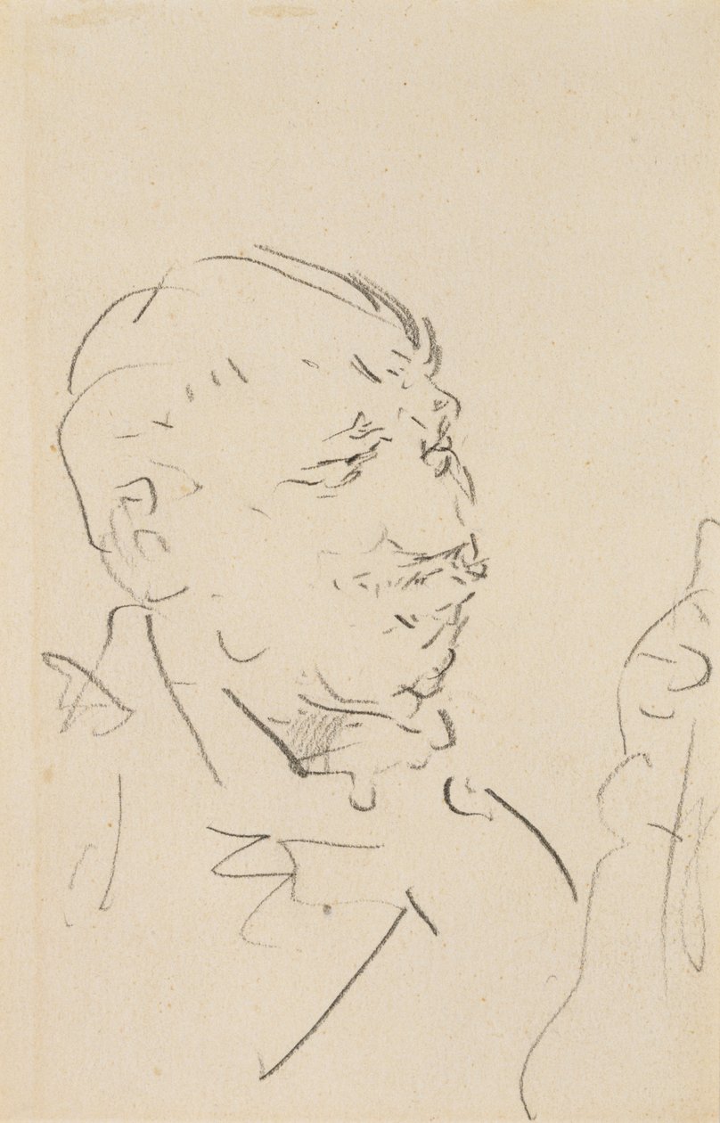Miehen pää (grafiitti kudottupaperille) tekijältä Henri de Toulouse Lautrec