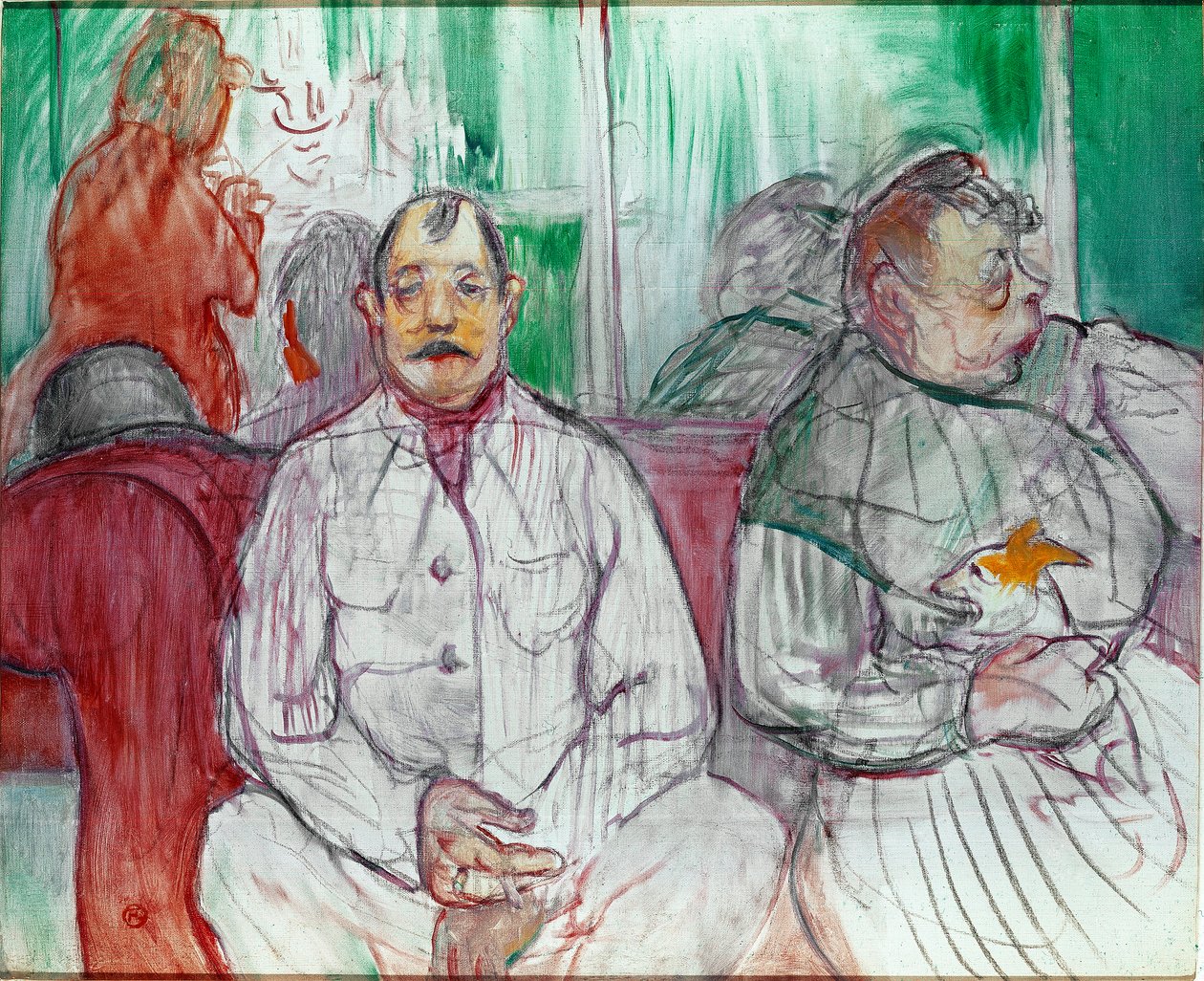 Hän, hän ja koira (pari koiran kanssa). Henri de Toulouse-Lautrecin maalaus (Toulouse Lautrec tekijältä Henri de Toulouse Lautrec