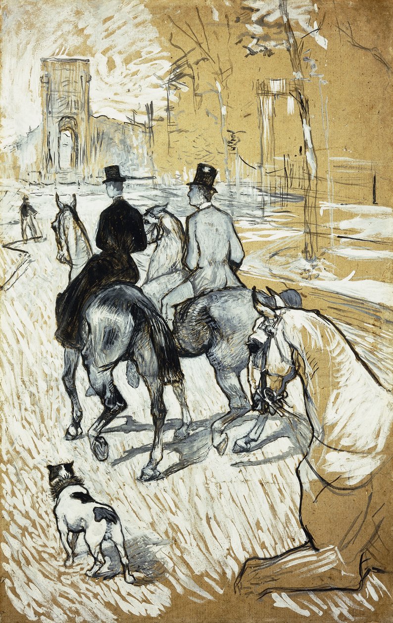 Ratsastajat menossa kohti Bois de Boulognea; Ratsastajat menossa Bois de Bolognaan, 1888 tekijältä Henri de Toulouse Lautrec