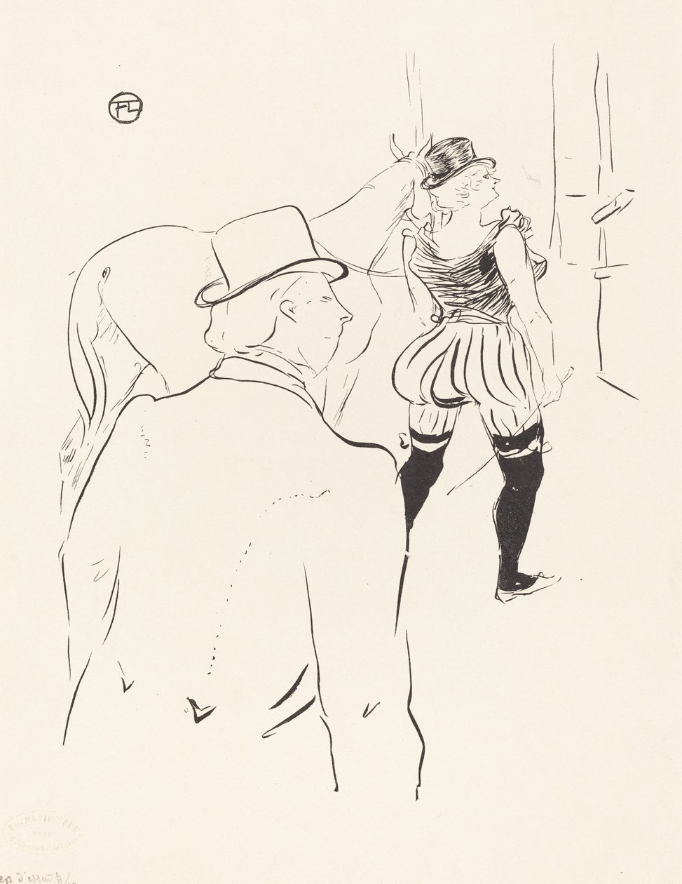 Folies-Bergeren siivissä: Rouva Lona Barrison johtajansa ja aviomiehensä kanssa, 1895. tekijältä Henri de Toulouse Lautrec