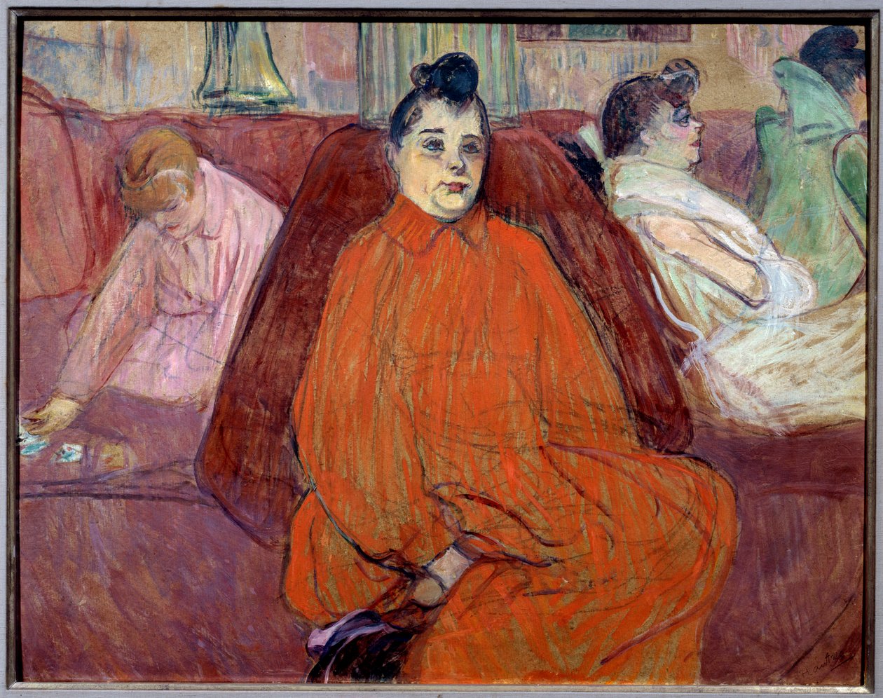 Olohuoneessa sohvalla Prostituoidut bordellissa odottavat vieraita. Henri de Toulouse Lautrecin maalaus tekijältä Henri de Toulouse Lautrec