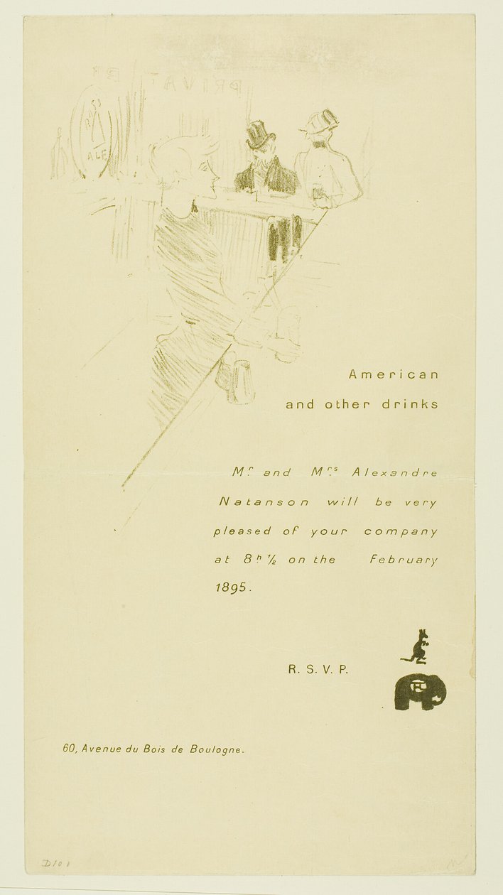 Kutsu Alexandre Natansonille ja Alexandre Natansonille tekijältä Henri de Toulouse Lautrec