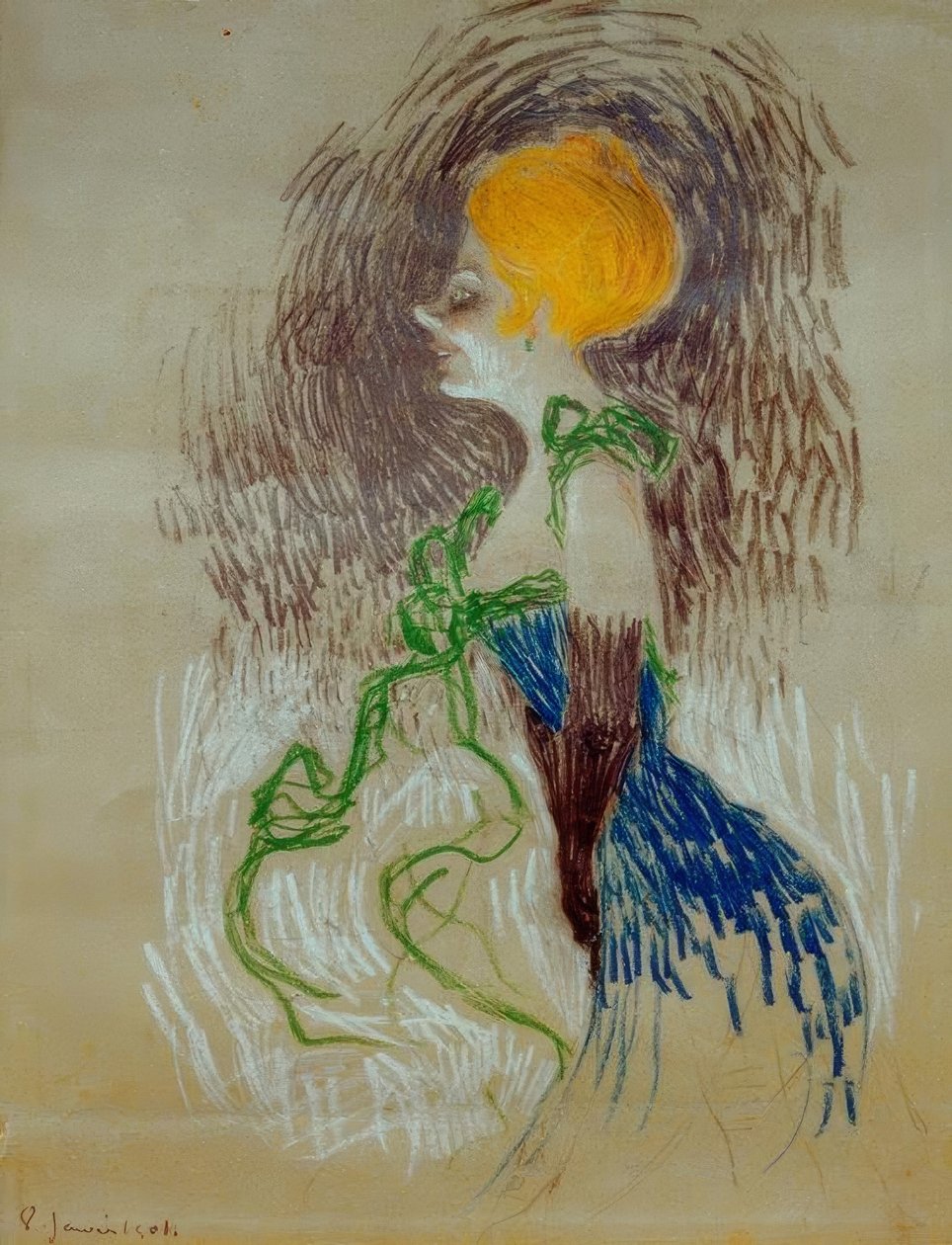 Jeune femme gantée tekijältä Henri de Toulouse Lautrec