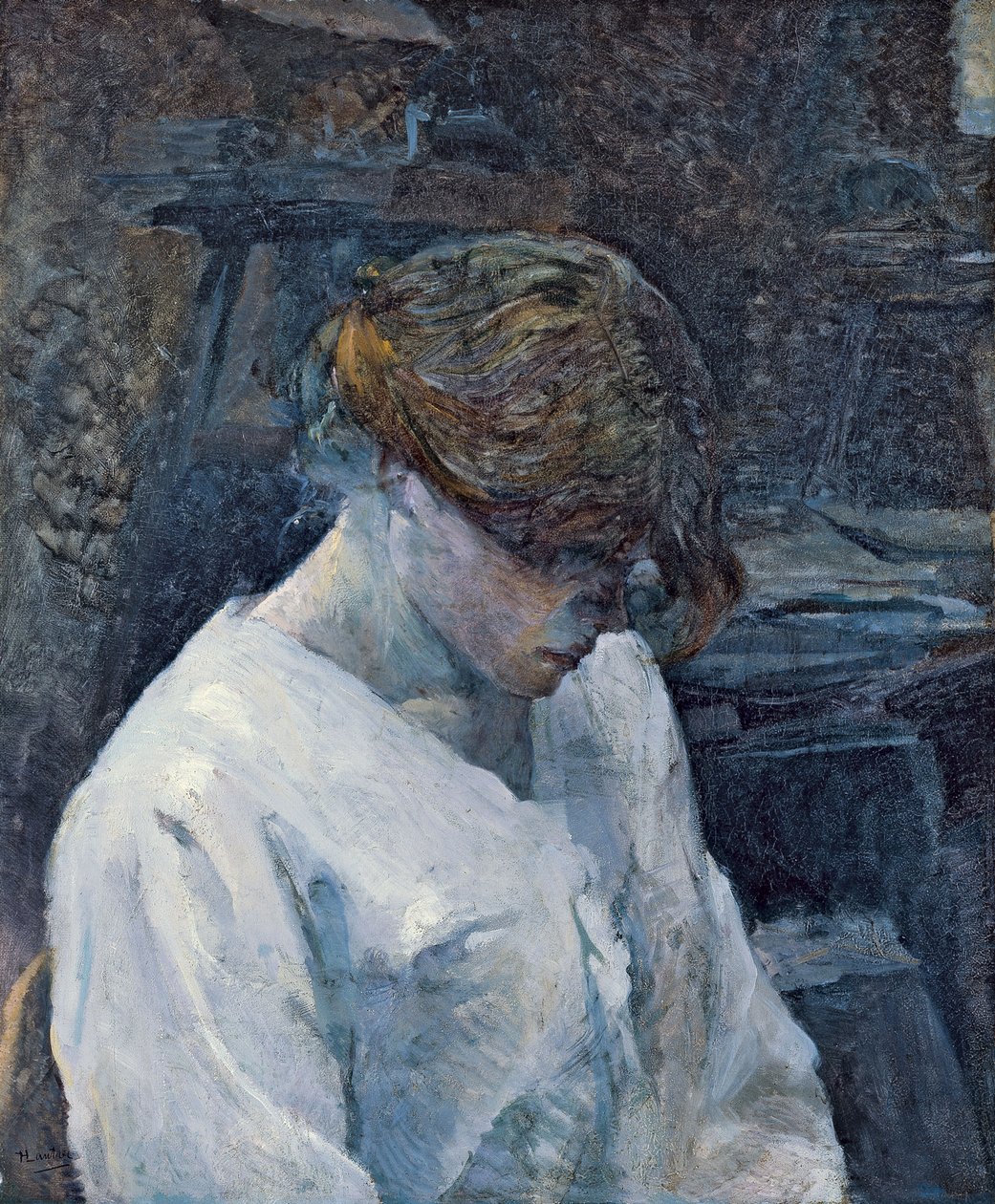 La Rousse valkoisessa puserossa tekijältä Henri de Toulouse Lautrec