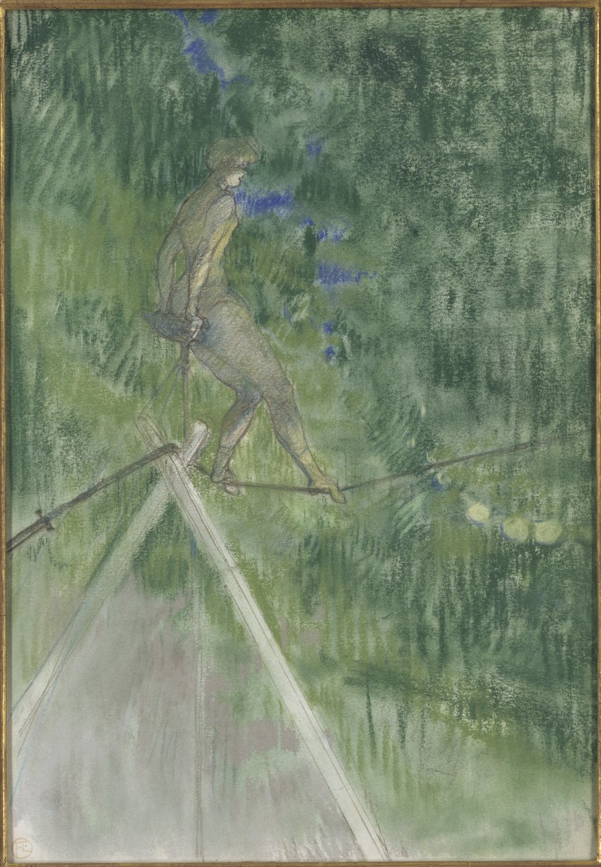 Köysitanssija (nyyrätanssija) - The Rope Dancer, kirjoittanut Toulouse Lautrec, Henri, de (1864-1901). Pastelli paperille. Koko: 47 x 32 cm. Tukholman kansallismuseo tekijältä Henri de Toulouse Lautrec