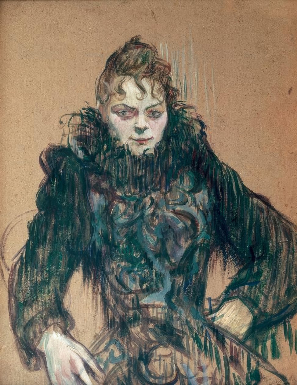 Nainen, jolla on musta boa tekijältä Henri de Toulouse Lautrec