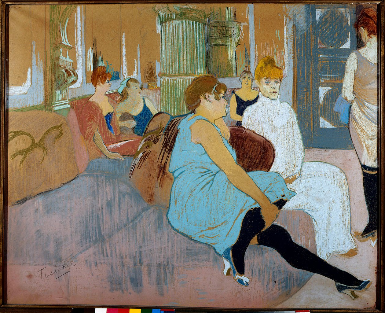 Salonki rue des Moulinsilla (Pariisi). Akvarelli Henri De Toulouse Lautrec (Toulouse-Lautrec) (1864-1901) tekijältä Henri de Toulouse Lautrec