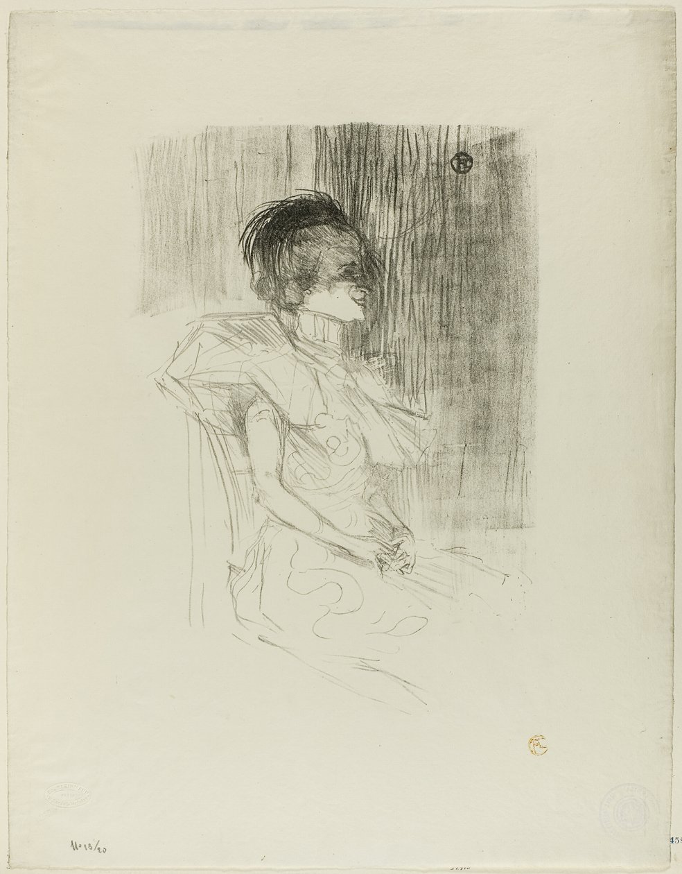 Lainanantaja istuu tekijältä Henri de Toulouse Lautrec
