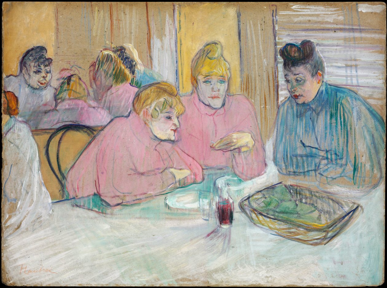 Les Dames dans la salle a manger - Naiset ruokasalissa - Toulouse-Lautrec, Henri, de (1864-1901) - 1893-1894 - Öljy pahville - 60,2x80,7 - Szepmuveszeti Muzeum, Budapest tekijältä Henri de Toulouse Lautrec