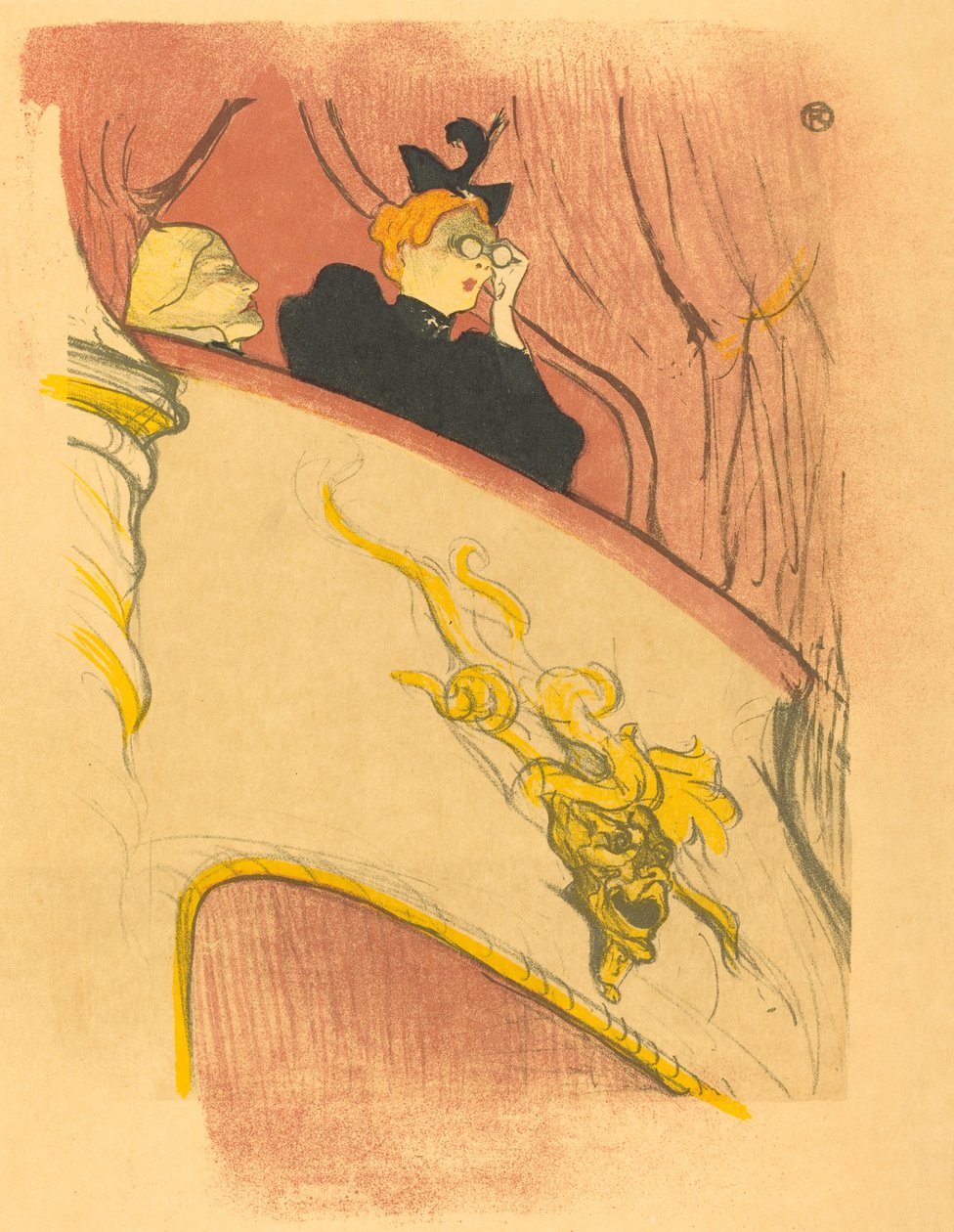 Loge ja kullattu naamio Majatalo kultaisella maskaronilla, 1893. tekijältä Henri de Toulouse Lautrec