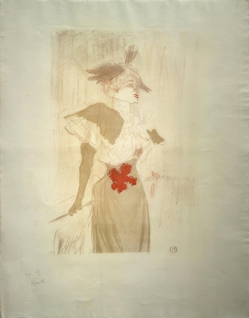Neiti Marcelle Lender, seisoo tekijältä Henri de Toulouse Lautrec