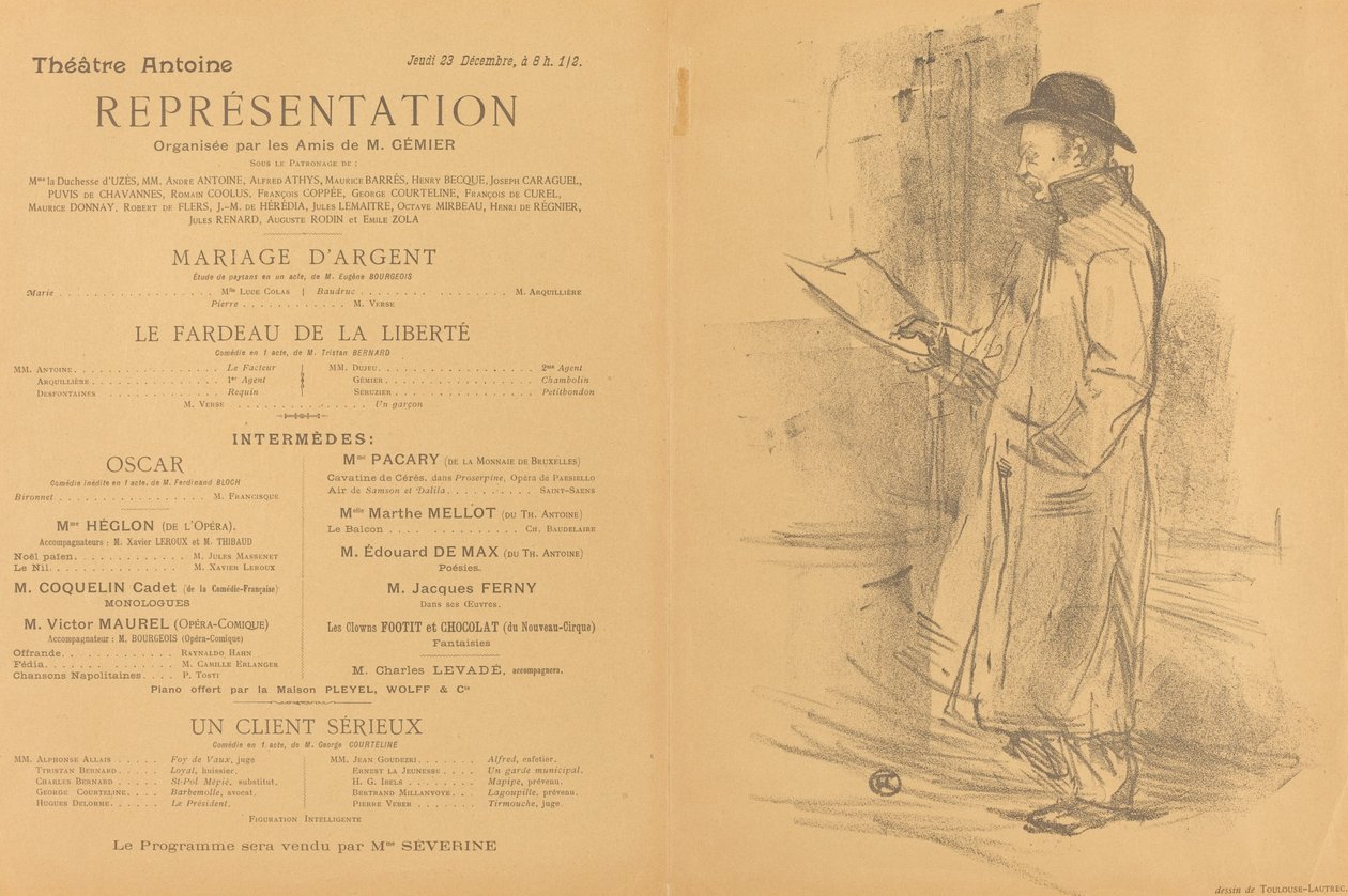 Hopeahäät, Vapauden taakka, vakava asiakas [recto], 1897. tekijältä Henri de Toulouse Lautrec