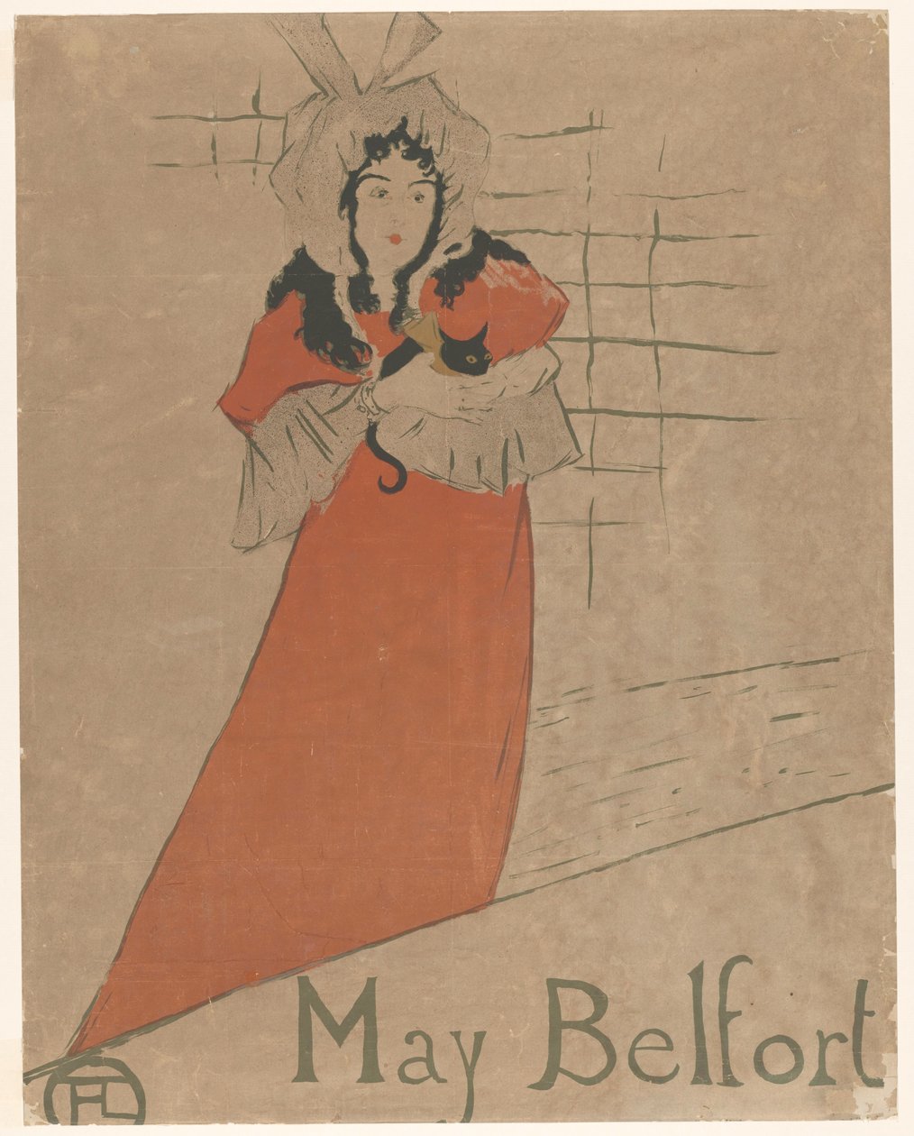 May Belfort kissa sylissään May Belfort (otsikko esineessä) tekijältä Henri de Toulouse Lautrec