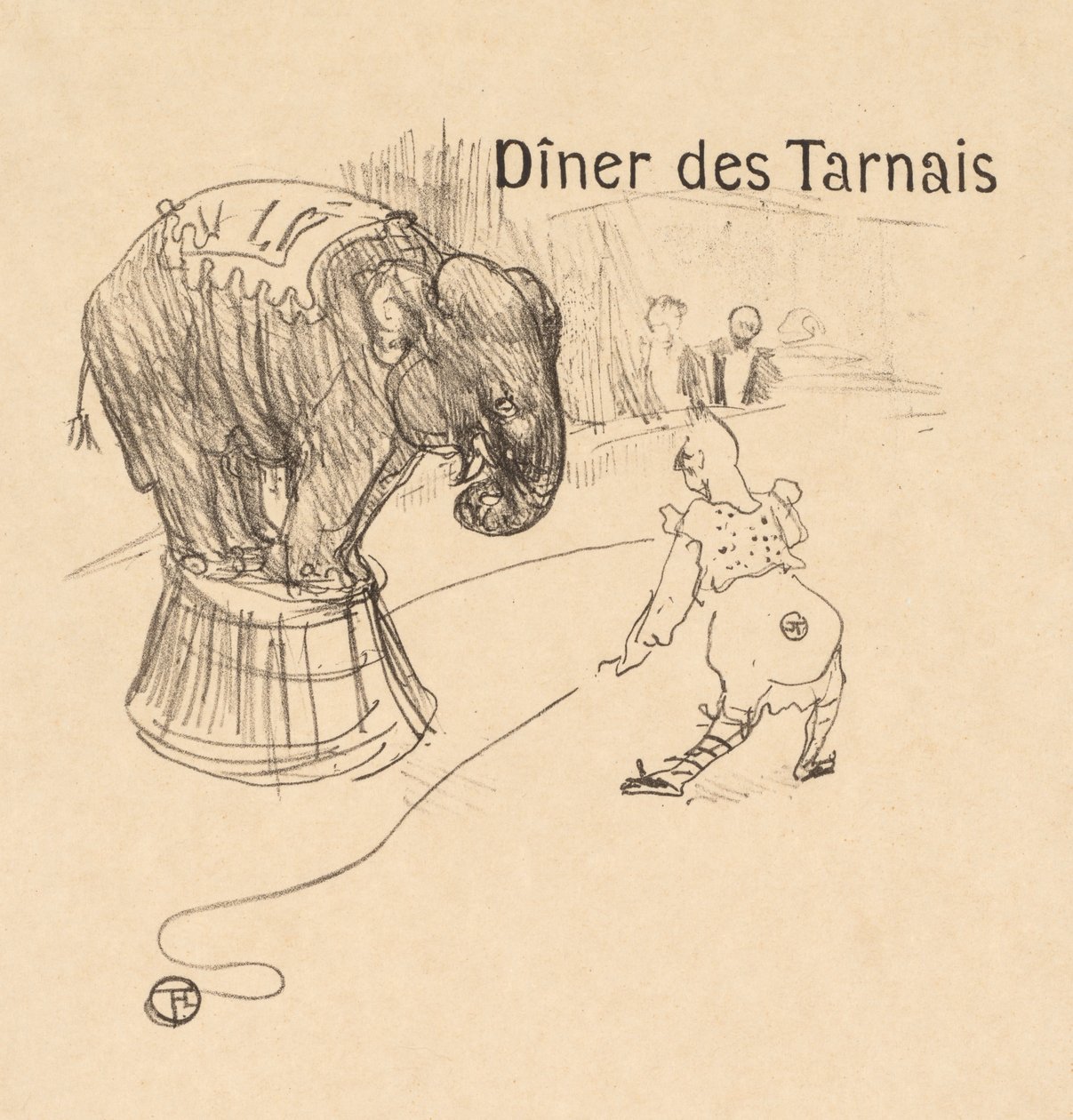 Menu Dinner Tarnais -ravintolasta Dîner des Tarnais, 1896. tekijältä Henri de Toulouse Lautrec