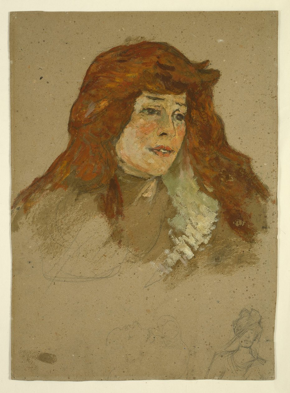 rouva Lili Grenier (suora); Maisema kirkon kanssa (käänteinen) tekijältä Henri de Toulouse Lautrec