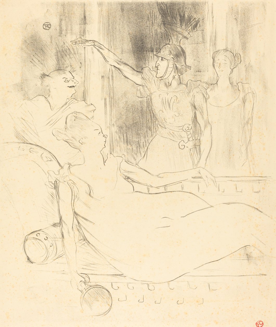 Rouva Simon-Girard, Brasseur ja Guy elokuvassa "La belle Helene" tekijältä Henri de Toulouse Lautrec