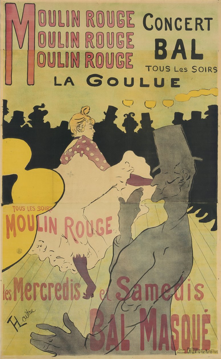 Moulin Rouge, La Goulue, 1891 tekijältä Henri de Toulouse Lautrec