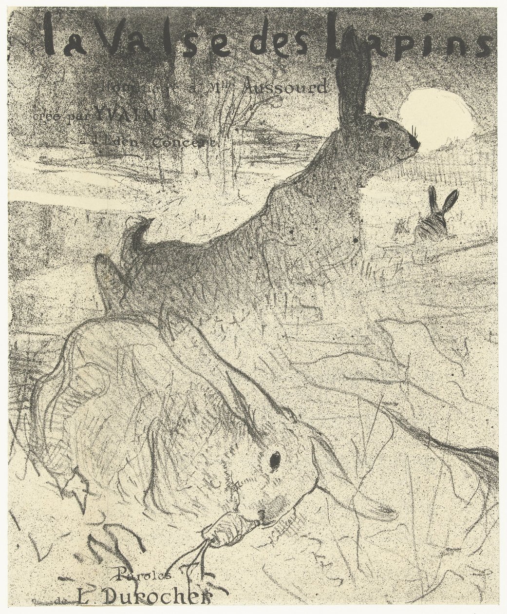 Kansi nuotille laululla La Valse des Lapins kanien kanssa maisemassa La Valse des lapins (otsikko esineessä) tekijältä Henri de Toulouse Lautrec
