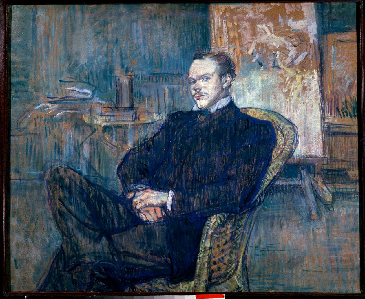 Paul Leclerqin (1872-1956) muotokuva Henri Toulouse Lautrecin (1864-1901) Revue Blanche -maalauksen perustaja 1897 su. 0,54x0,97 m Pariisi, musee d