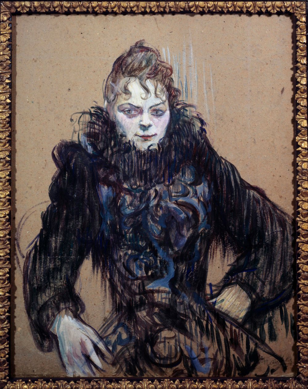 Naisen muotokuva mustassa boassa Henri de Toulouse Lautrecin (1864-1901) maalauksessa tekijältä Henri de Toulouse Lautrec
