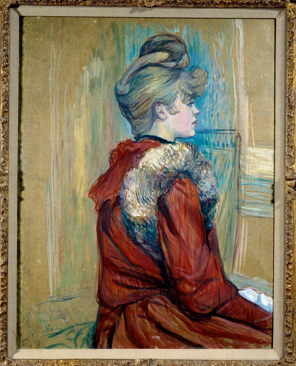 Muotokuva turkistytöstä Tutkimus "" Le Moulin de La Galette" -maalaus Henri de Toulouse Lautrecin (1864-1901) 1889 Collection privee - Muotokuva tytöstä, jolla on turkis. Tutkimus "Le Moulin de la Galette"". Henri de Toulouse Lautrecin (1864-190) maalaus tekijältä Henri de Toulouse Lautrec