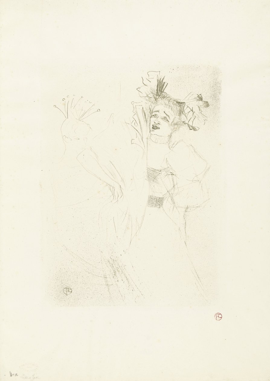 Portret van näyttelijä Marcelle Lender Chilpéric-oopperassa Lainaaja edestä Chelpéricissä tekijältä Henri de Toulouse Lautrec