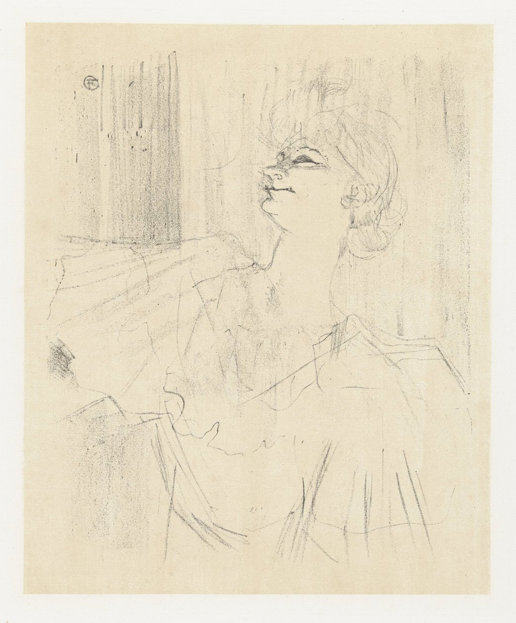 Portret van näyttelijä Yvette Guilbert elokuvassa A Ménilmontant de Bruant Yvette Guilbert Menilmontant de Bruant Yvette Guilbert: Englantilainen sarja (sarjan nimi) tekijältä Henri de Toulouse Lautrec
