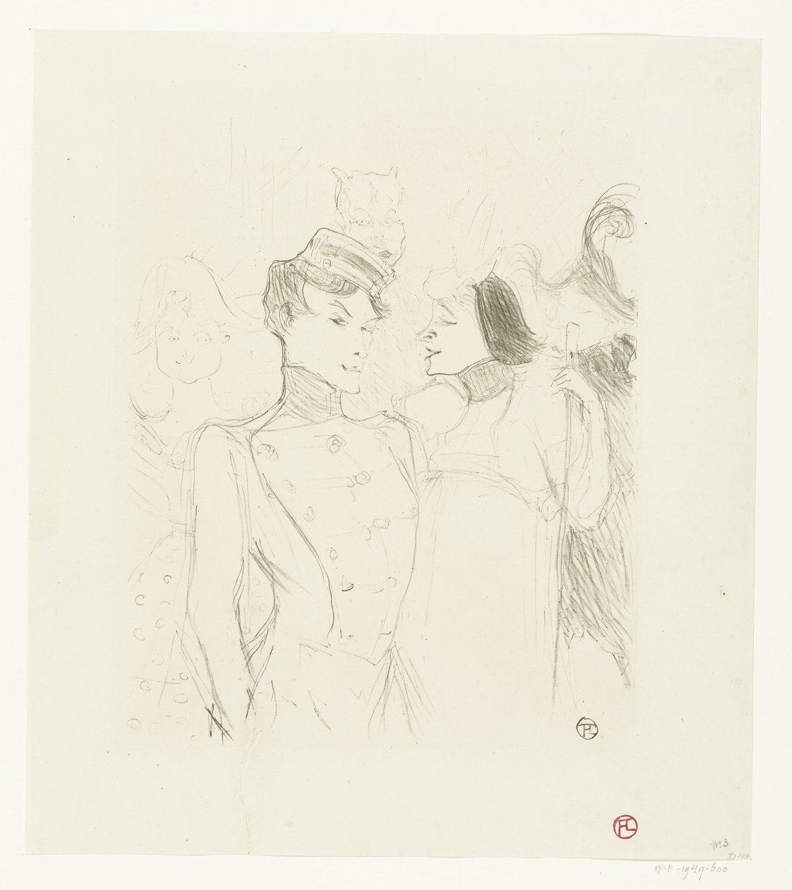 Näyttelijöiden Marcelle Lenderin ja Eve Lavallièren muotokuva een revue in het Théâtre des Variétés Lainaaja ja Lavalliere tekijältä Henri de Toulouse Lautrec