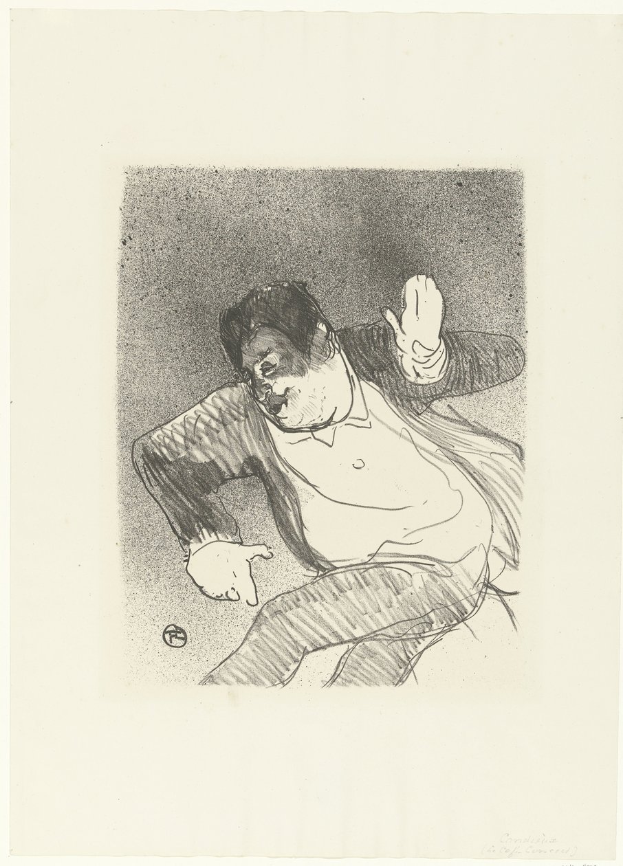 Portret van komiek Caudieux tanssii Petit Casinossa Caudieux Petit -kasino The Cafe Concert (sarjan nimi) tekijältä Henri de Toulouse Lautrec