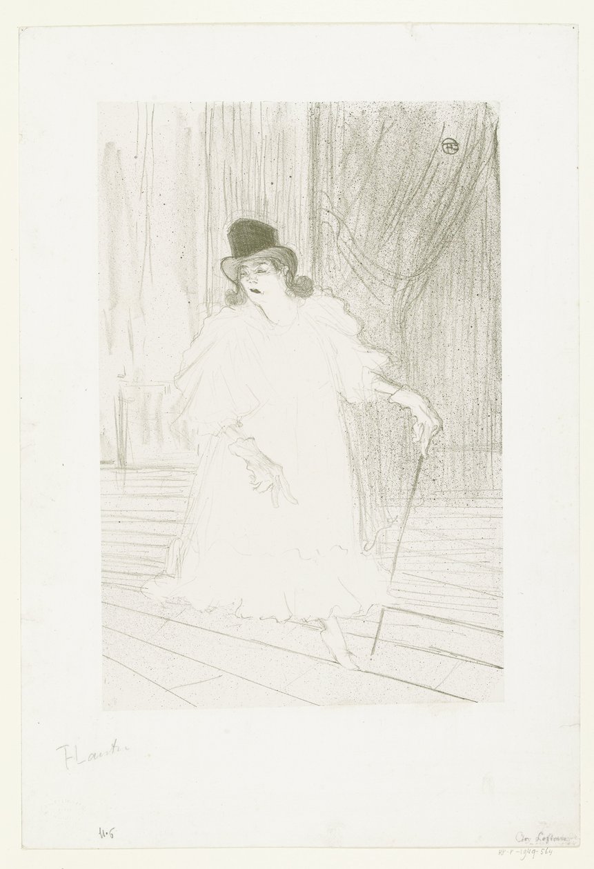 Laulaja Cecy Loftuksen muotokuva lavalla teatterissa Cecy Loftus tekijältä Henri de Toulouse Lautrec