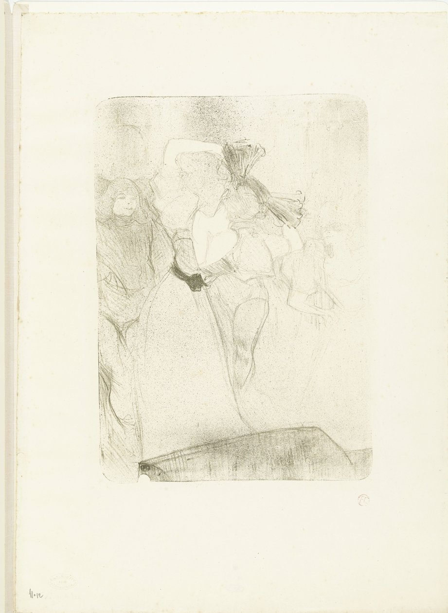 Muotokuva laulaja Marcelle Lenderistä tanssimassa boléroa Chilpéric-oopperassa Lainaaja de dos dansant le bolero tekijältä Henri de Toulouse Lautrec