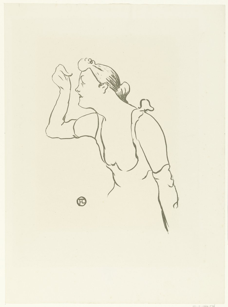 Muotokuva laulaja Paula Brebionista Le cafe -konsertti (sarjan nimi) tekijältä Henri de Toulouse Lautrec
