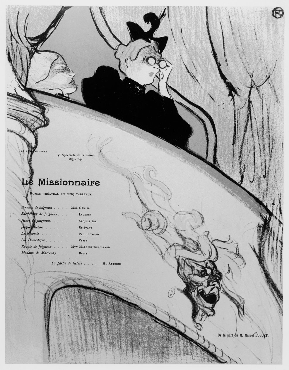 Juliste, joka mainostaa näytelmää Le Missionnaire, 1893-94 (katso myös 212843) tekijältä Henri de Toulouse Lautrec