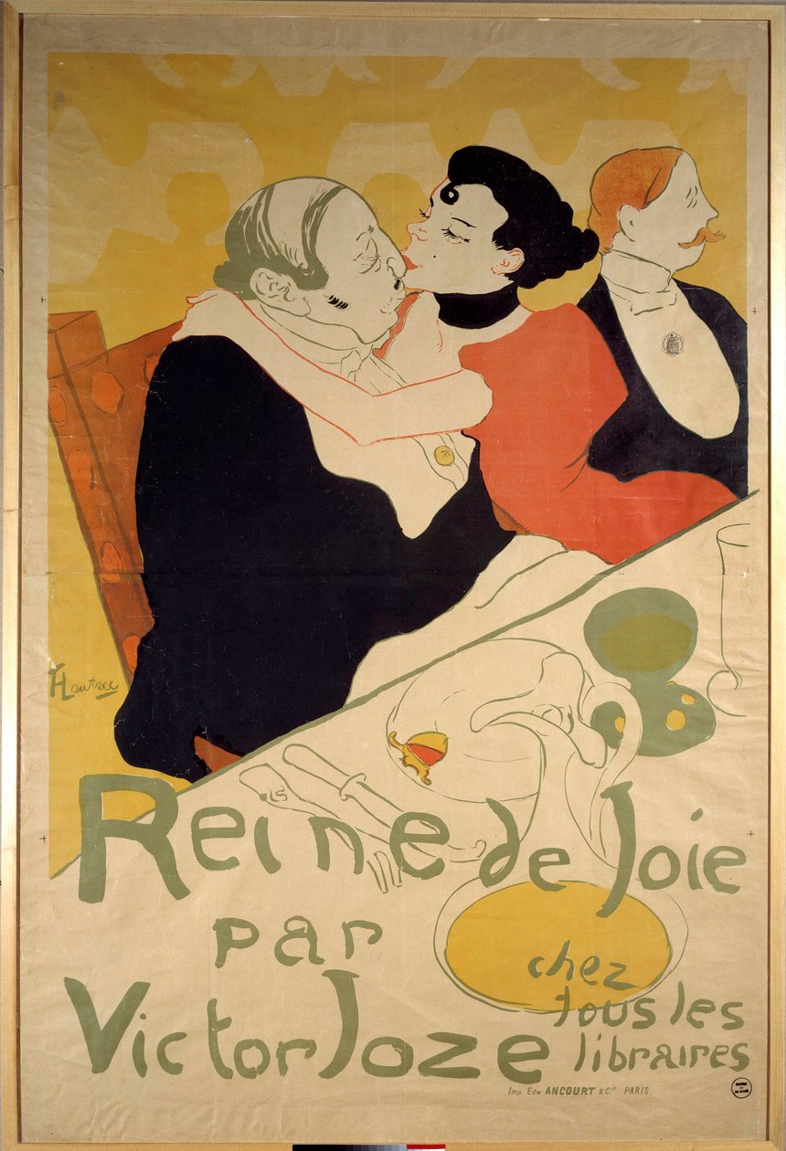 Henri de Toulouse Lautrecin (1864-1901) juliste Victor Jozen "Ilon kuningattarelle", joka edustaa nuorta prostituoitua asiakkaan polvilla. 1800-luvun yksityinen kokoelma tekijältä Henri de Toulouse Lautrec