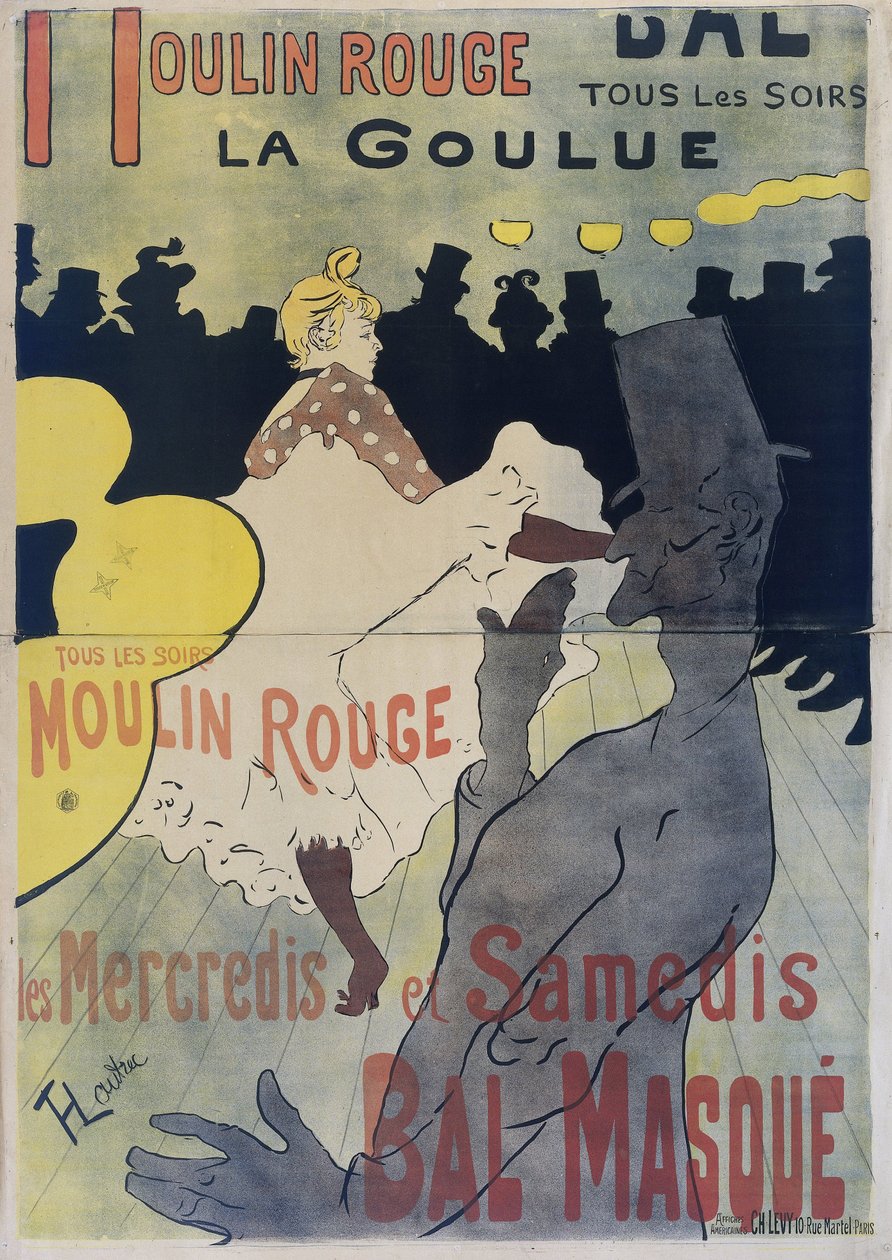 Juliste elokuvalle "The Moulin Rouge", 1891 tekijältä Henri de Toulouse Lautrec