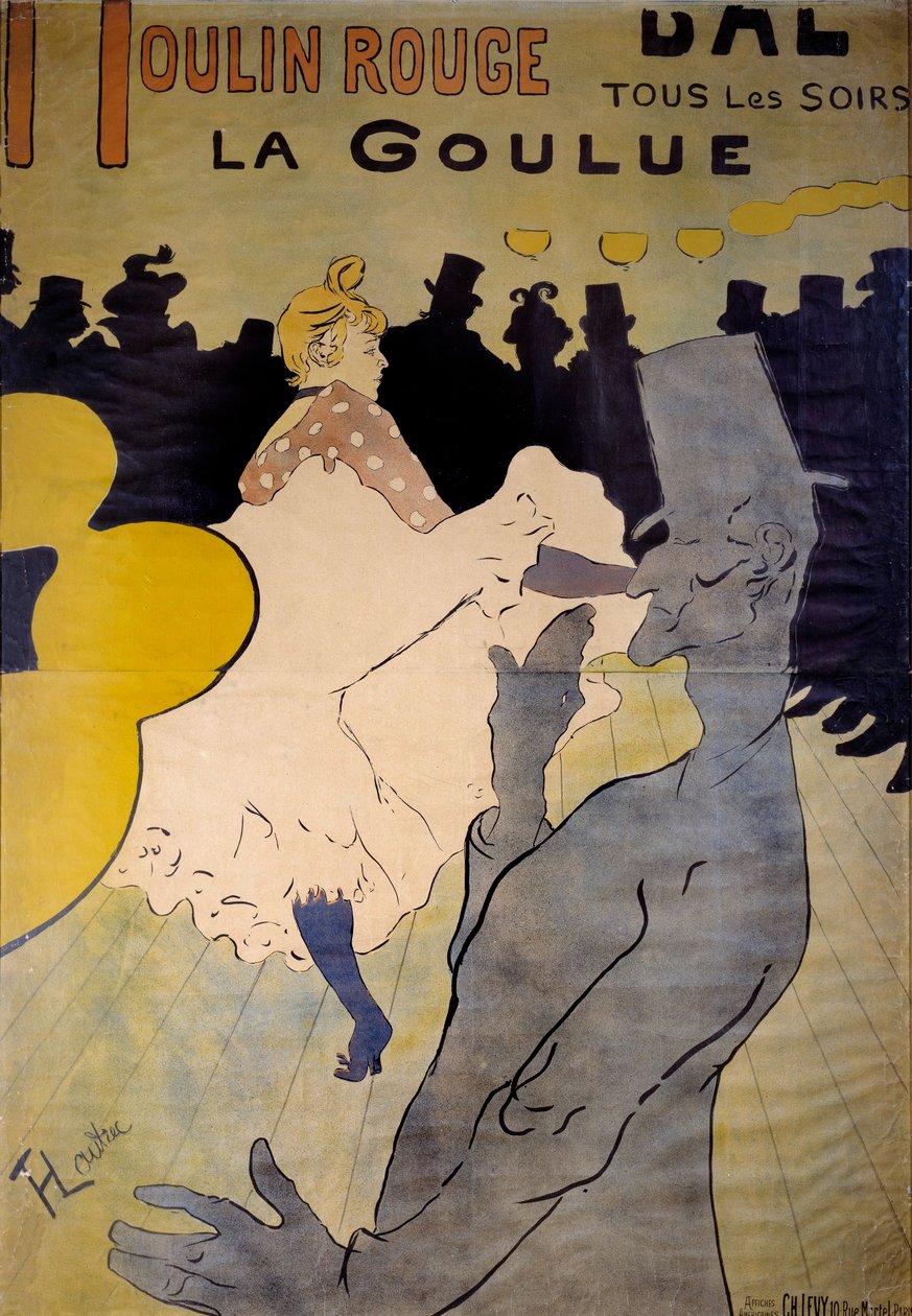 Juliste kabareelle "La goulue" Moulin Rougessa. Piirustus Henri de Toulouse Lautrec (1864-1901) 1891 Bryssel, Musee Ixelles tekijältä Henri de Toulouse Lautrec