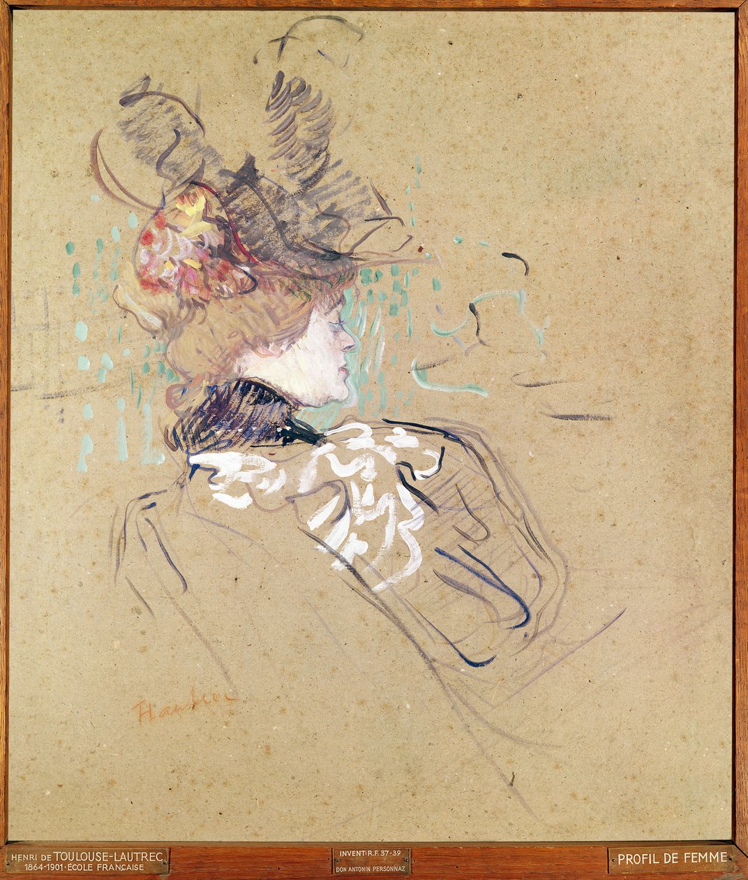 Naisen profiili, 1896 (öljy kortille) tekijältä Henri de Toulouse Lautrec