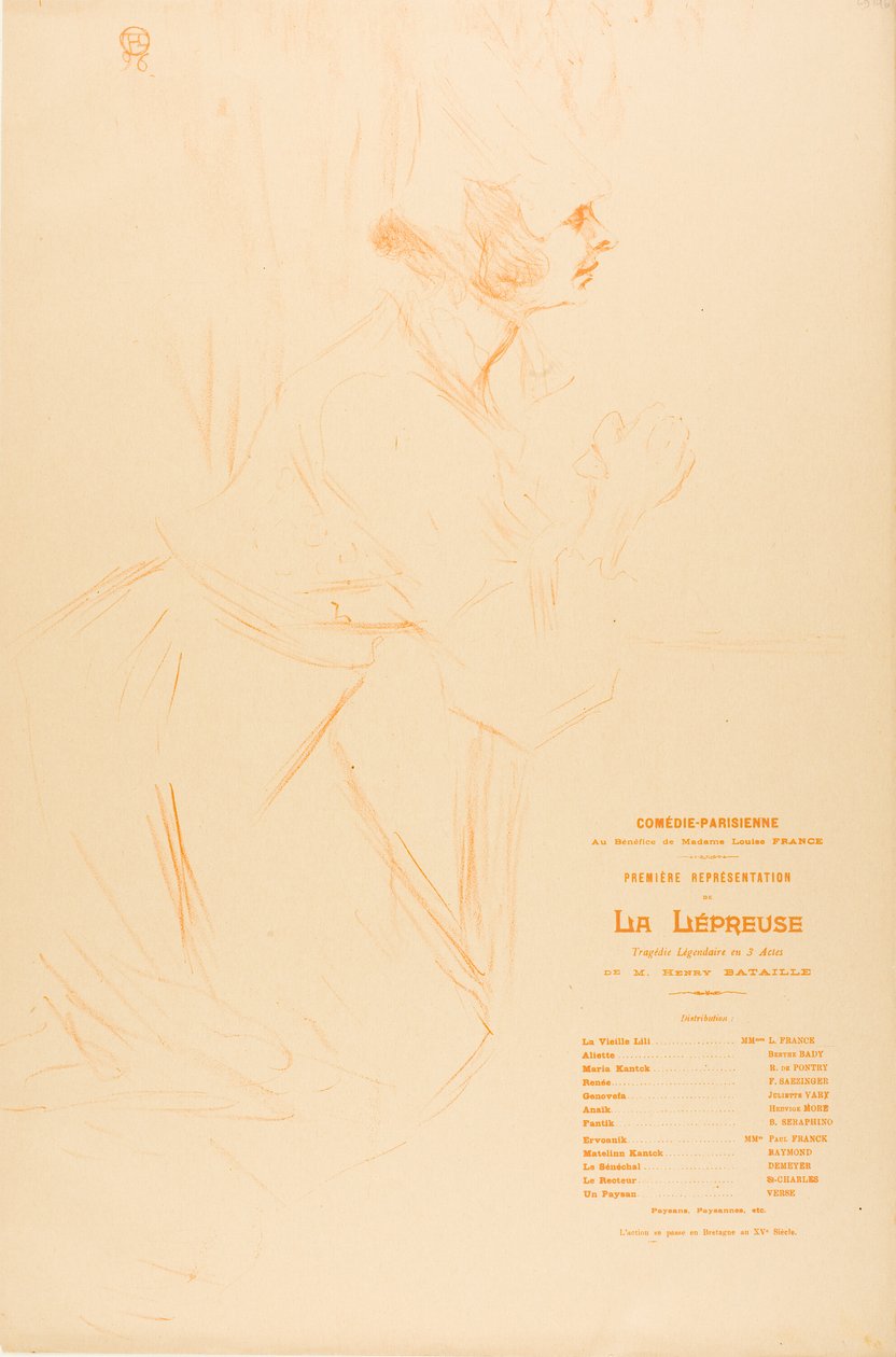 Ohjelma lepraa varten tekijältä Henri de Toulouse Lautrec