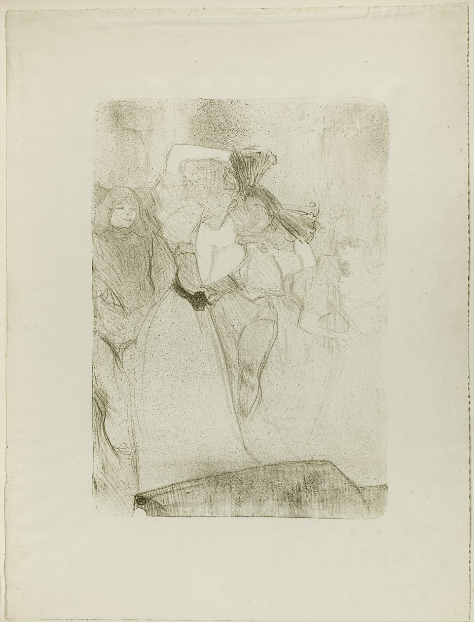 Takanäkymä Lenderistä, joka tanssii Boleroa Chilpéricissä tekijältä Henri de Toulouse Lautrec