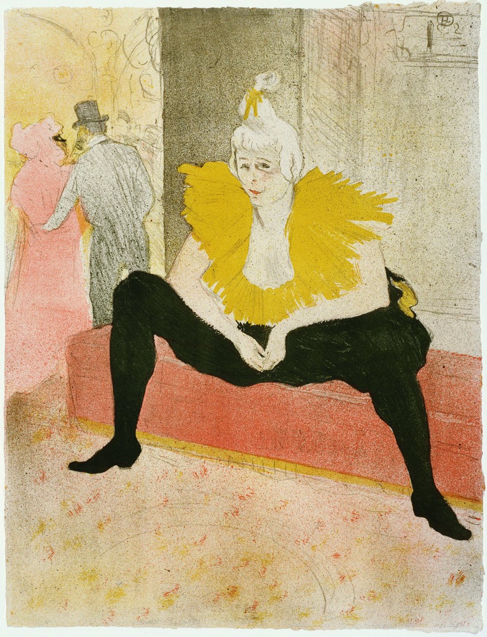 Istuva Clowness (Mademoiselle Cha-u-ka-o) - Oeuvre de Henri de Toulouse Lautrec (Toulouse-Lautrec) (1864-1901) Värilitografia 1896 (c) Museum of Modern Art, New York 52x40,3 tekijältä Henri de Toulouse Lautrec