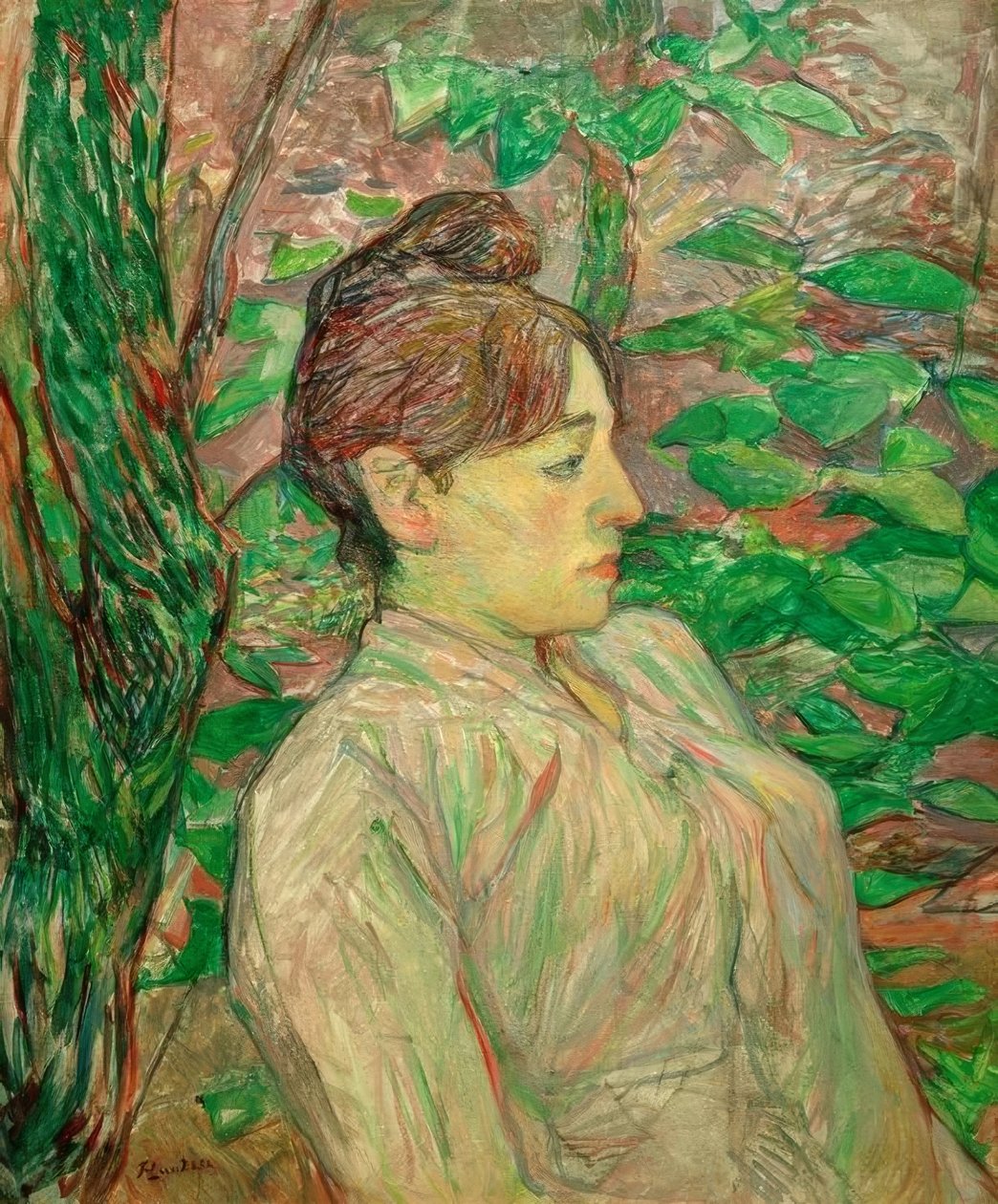 Vihreän alla (nainen istuu puutarhassa) tekijältä Henri de Toulouse Lautrec