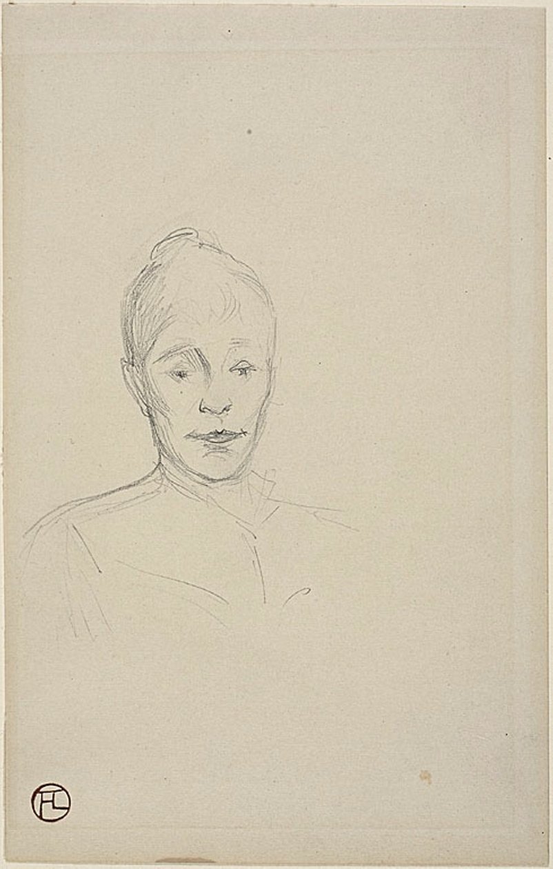 Tutkimus: Naisen kasvot, jolla on korkea kaulus tekijältä Henri de Toulouse Lautrec