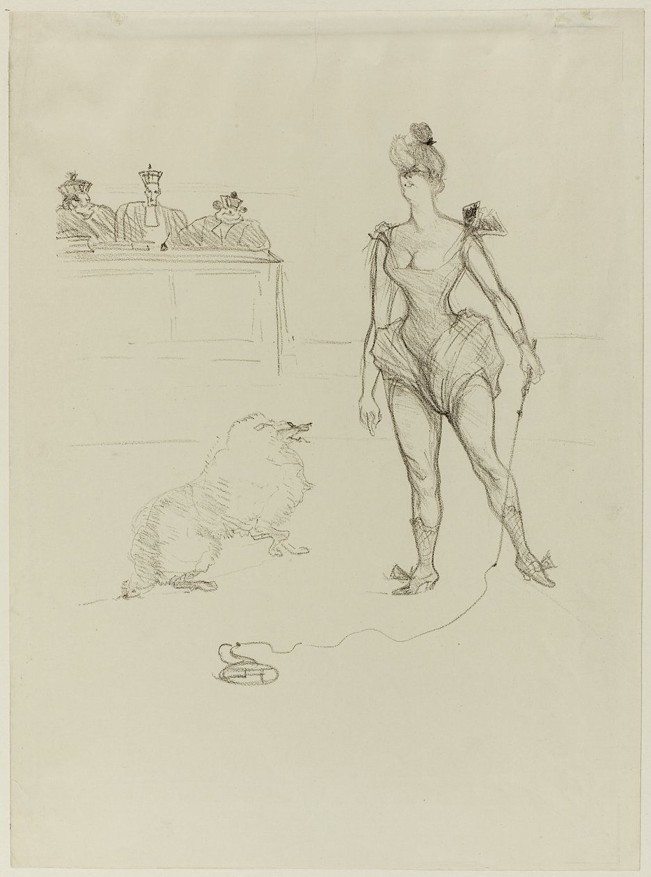 Eläinten kesyttäjä tuomioistuimen edessä tekijältä Henri de Toulouse Lautrec