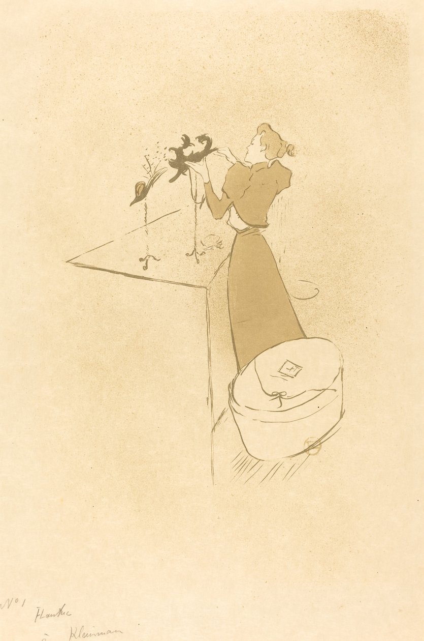 The Milliner La Modiste - Renée Vert, 1893. tekijältä Henri de Toulouse Lautrec