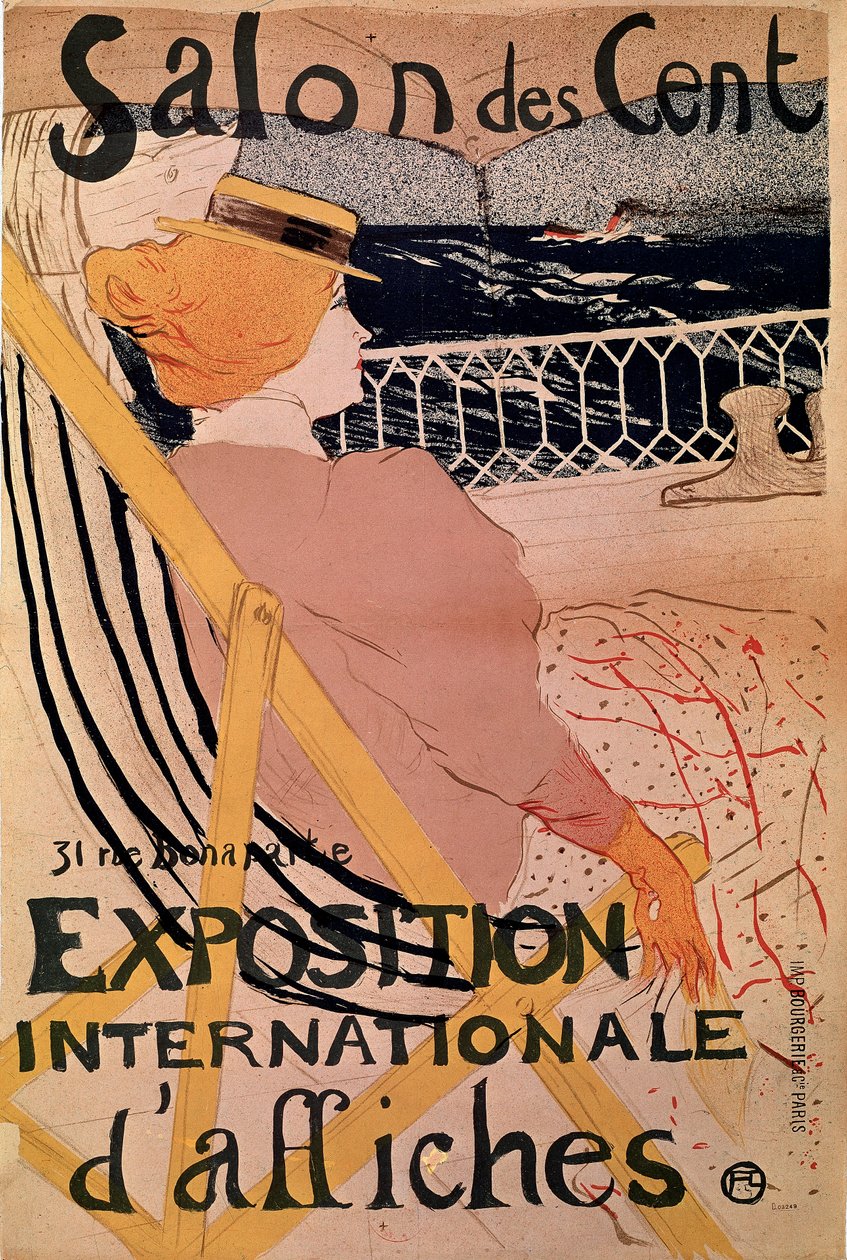 Passagere of n. 54 Juliste "Salon des Hundred" kansainväliseen julistenäyttelyyn. Henri de Toulouse-Lautrecin (Toulouse Lautrecin) litografia (1864-1901) 1896 Paris, B.N. tekijältä Henri de Toulouse Lautrec