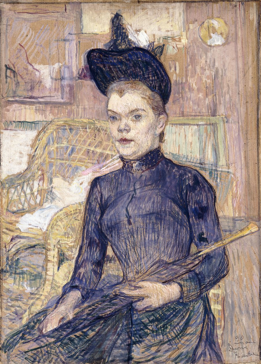Nainen mustassa hatussa, Kuuro Berthe, 1890 tekijältä Henri de Toulouse Lautrec