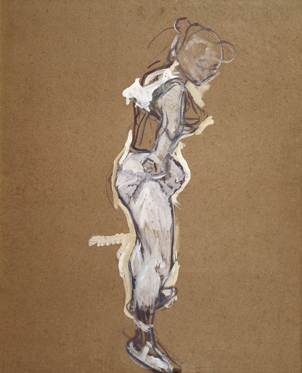 Trapetsisti säätelemässä sukkahousujaan tekijältä Henri de Toulouse Lautrec