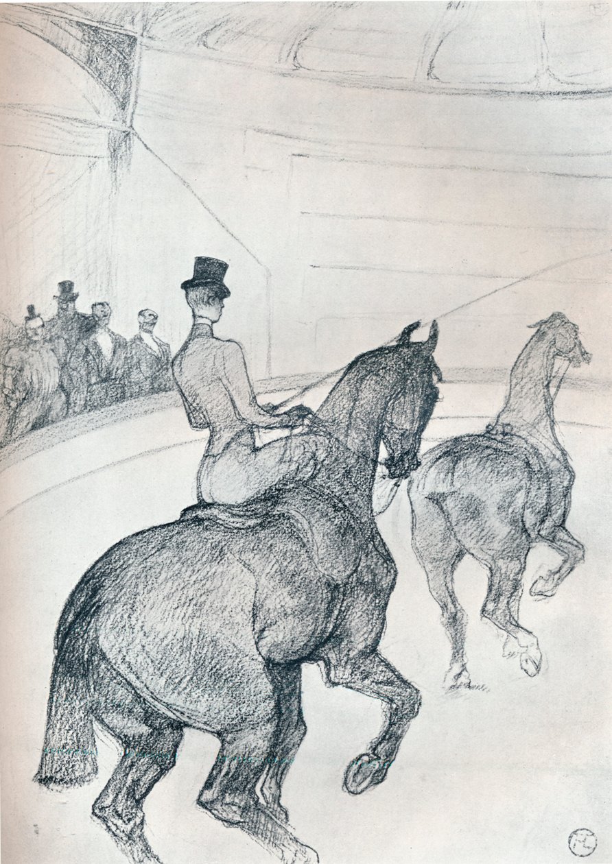 Trick-rider-ajo tandem, c1899 1934 tekijältä Henri de Toulouse Lautrec