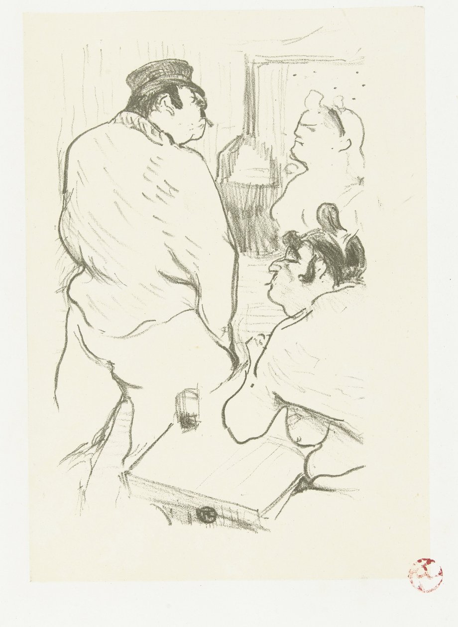 Kaksi naista ja miestä bordellissa La Terror de Grenelle tekijältä Henri de Toulouse Lautrec